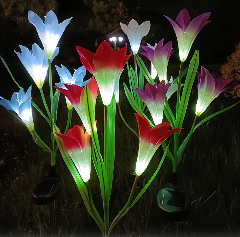 Set 2 Lampi Solare Crini Decorative, 70cm, IP66, LED cu Senzor Lumina