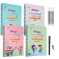 Set 4 x Caiete Magic Practice Copybook, 1 x Stilou Magic, 5 x Rezerve, 1 x Suport degete