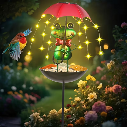 Lampa Solara Decorative cu Hrănitoare pentru Păsări, Model Albinuță sau Broscuță