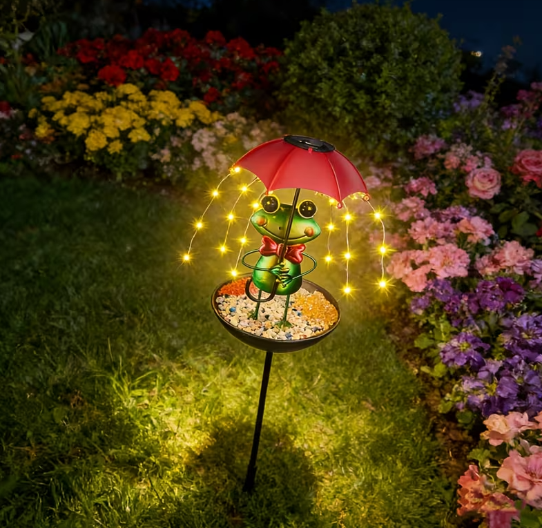 Lampa Solara Decorative cu Hrănitoare pentru Păsări, Model Albinuță sau Broscuță