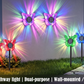 Lampa LED Fluture RGB, Montaj pe Perete sau în Sol, IP65, 5W, 37 cm, 4 Culori
