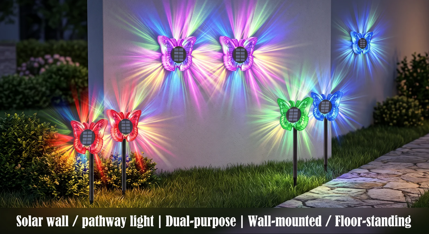 Lampa LED Fluture RGB, Montaj pe Perete sau în Sol, IP65, 5W, 37 cm, 4 Culori