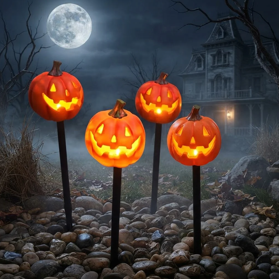 Lămpi Solare Halloween - Set 2 sau 4 Bucăți, Dovleac sau Bufnita
