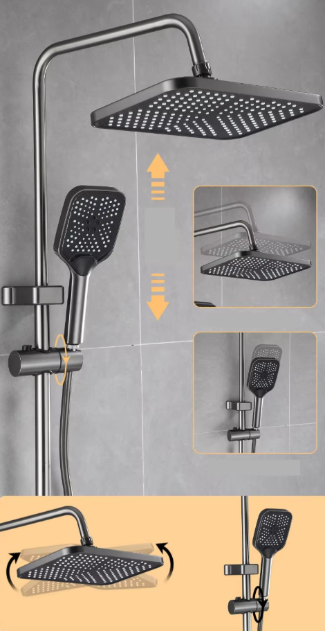 Coloana Dus Smart , Control Termostatic, 4 Moduri de Pulverizare, Rotatie 360°, Para Dus si Robinet Ascuns, Fara Conectare Electrica