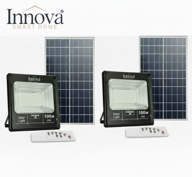 Proiector Solar Innova 100W , IP66 , Indicator Batarie , Telecomanda , 6500k