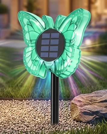 Lampa LED Fluture RGB, Montaj pe Perete sau în Sol, IP65, 5W, 37 cm, 4 Culori