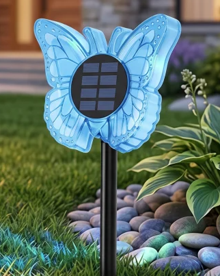Lampa LED Fluture RGB, Montaj pe Perete sau în Sol, IP65, 5W, 37 cm, 4 Culori