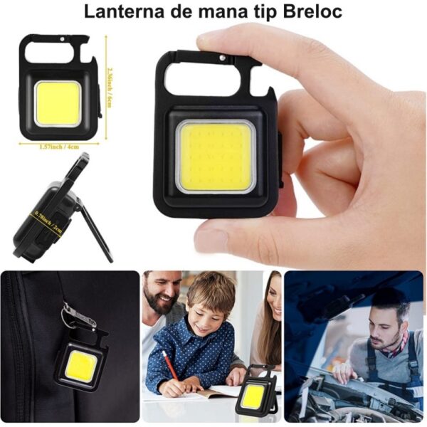 Set 2x Mini-Lanterna LED Cob 6W, Tip Breloc