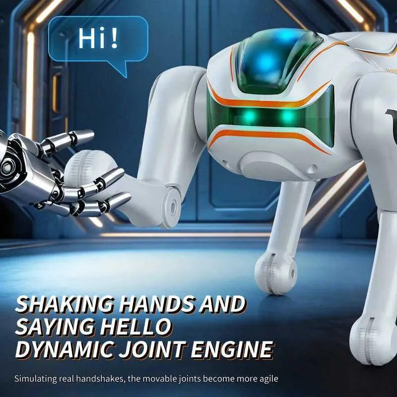 Caine Robot Inteligent Bionic cu Control Vocal si Telecomanda, Jucarie Interactiva, Dans, Programare, Rostogoliri 360° si Acrobatii