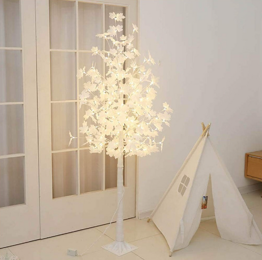 Copac ornamental decorativ inaltime 160 cm cu 128 Led, alb