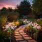 Set 2x Lampa Solara cu 5 flori, iluminare LED, IP66, panou solar integrat