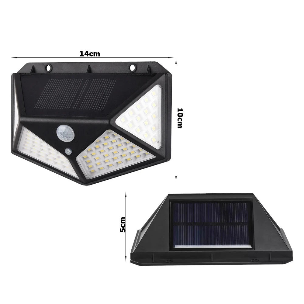 Set lampa cu incarcare solara, senzor de miscare si 100 led-uri