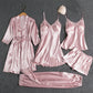 Set pijama dama din 5 piese , satin + dantela