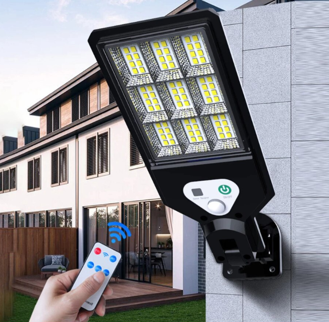 Lampi Solare de Perete cu 72 LED-uri COB, 50W, 3 Moduri de Functionare, Telecomanda, Senzor de Miscare si Lumina